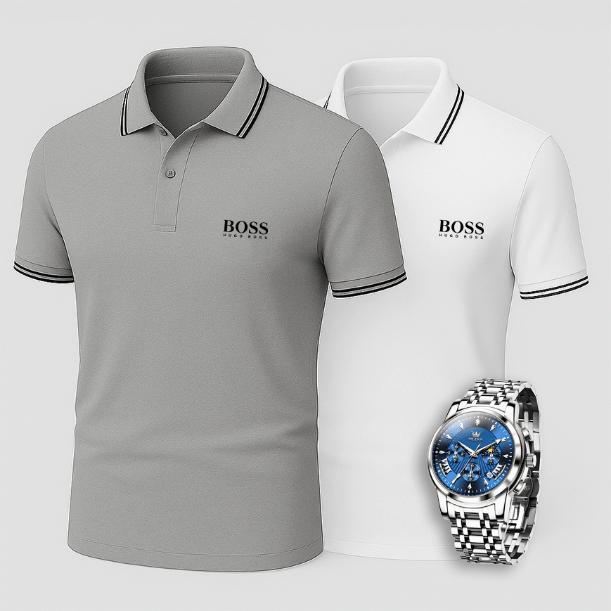 [Buy 2 Pay 1] 2-Pack Premiere Polo Shirts + Exclusive Watch